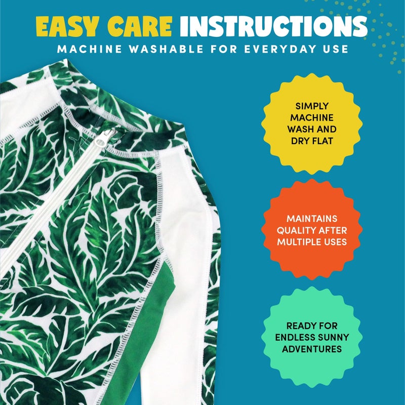 SwimZip Boys' Long-Sleeve UPF 50+ Swimsuit for Baby, Toddler, & Little Boys Green - Image 3